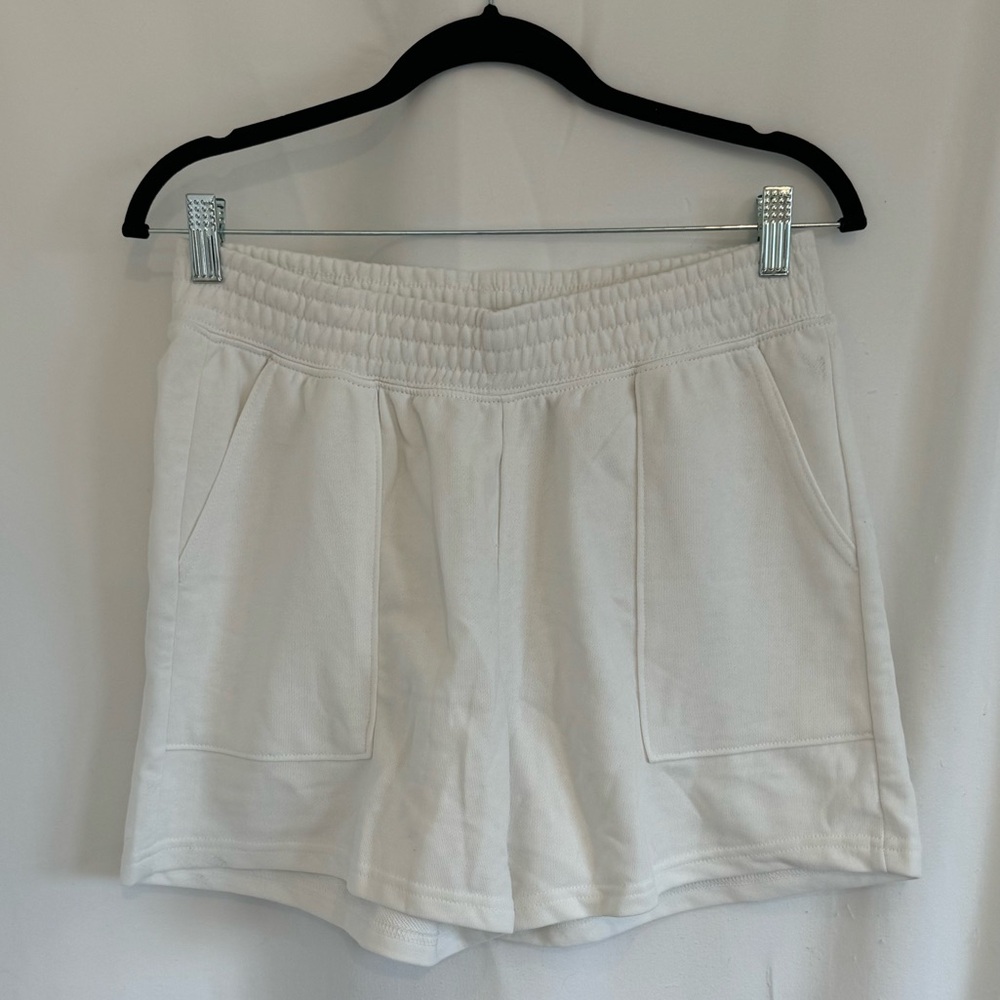 H&M Divided White Cotton Blend Athletic Short